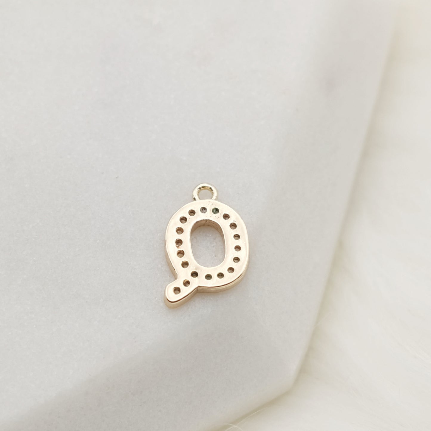 Sparkling Letter Q Alphabet Charm