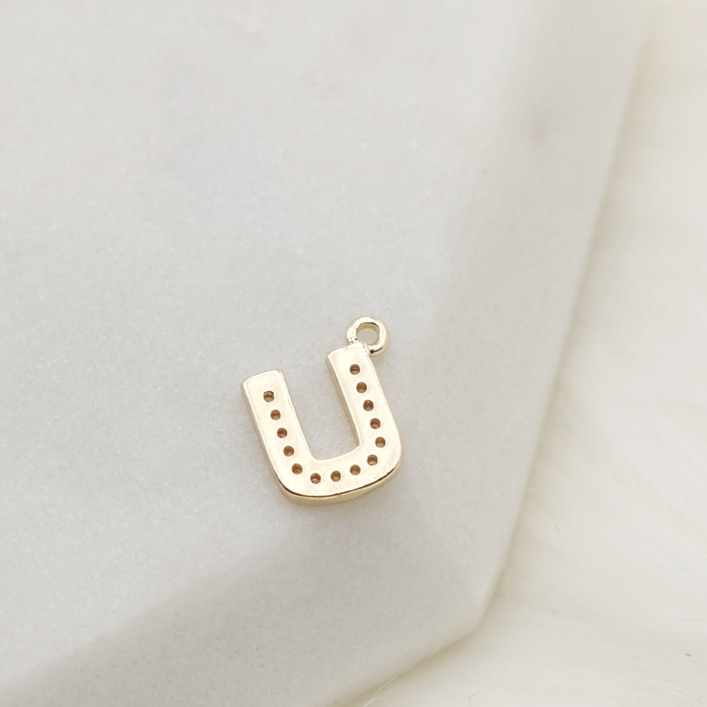 Sparkling Letter U Alphabet Charm