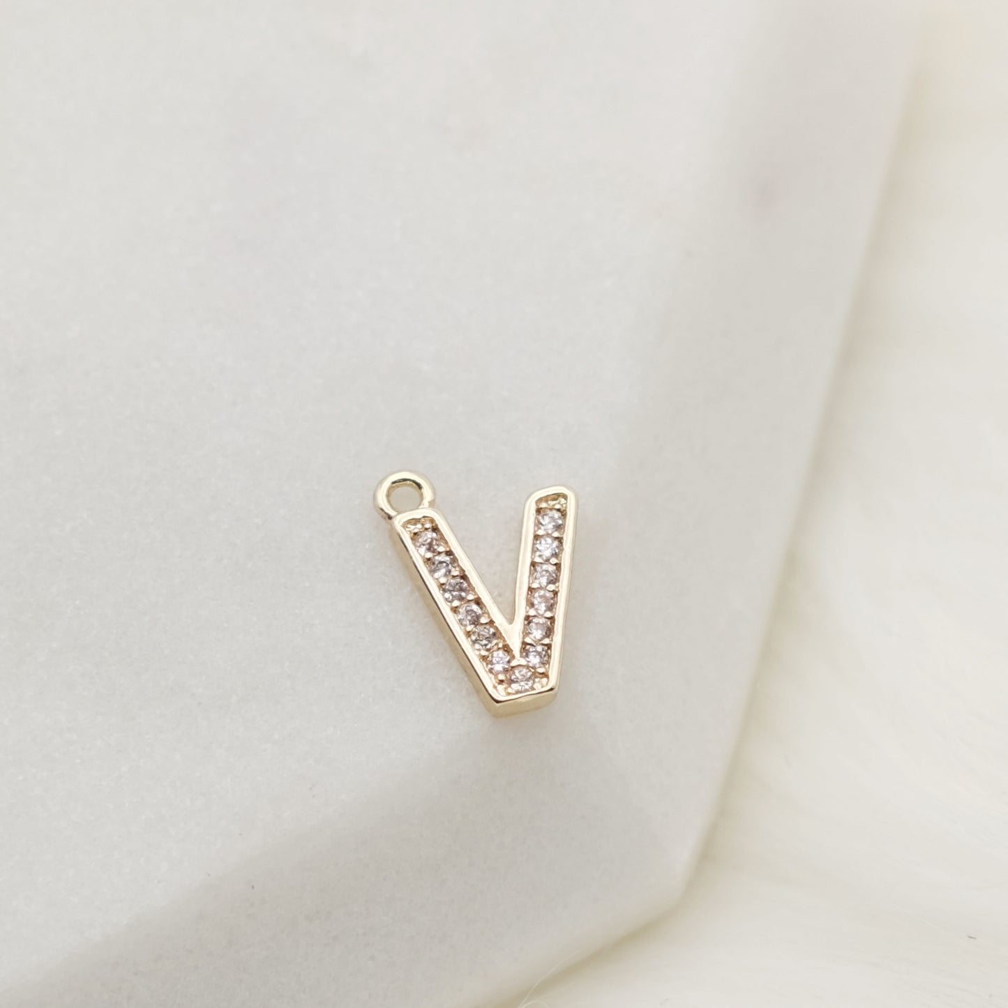 Sparkling Letter V Alphabet Charm