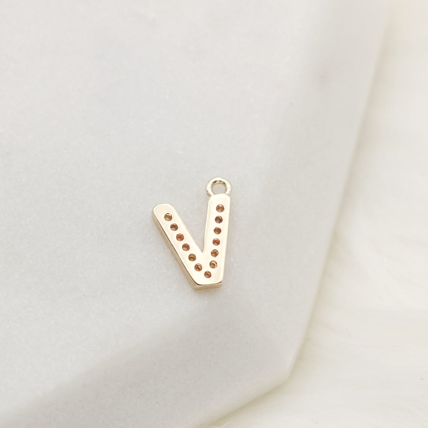Sparkling Letter V Alphabet Charm