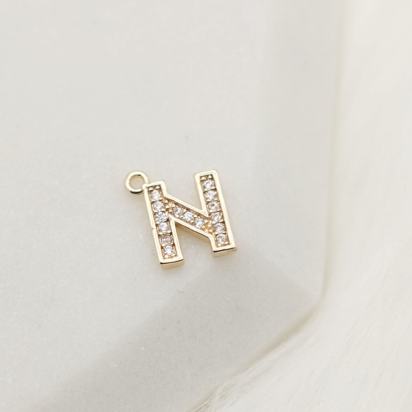 Sparkling Letter N Alphabet Charm