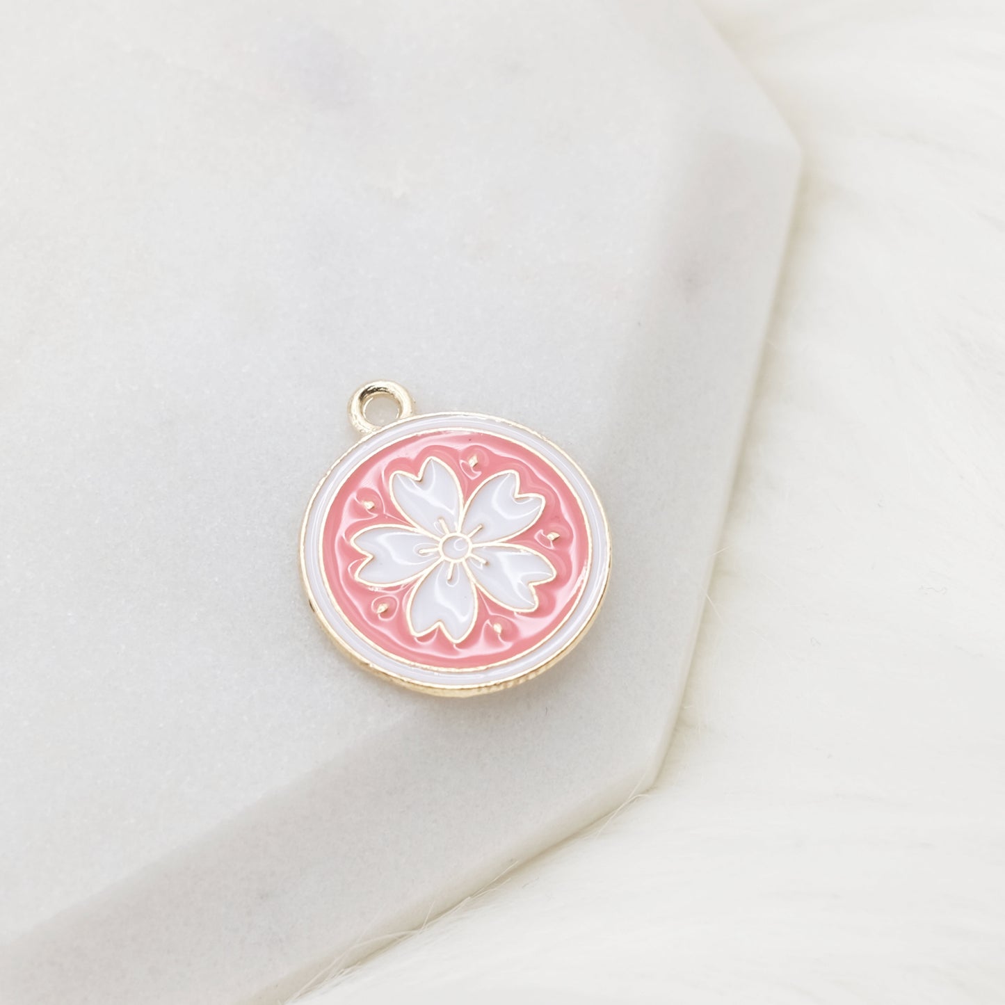 Enamel Sakura Badge Charm