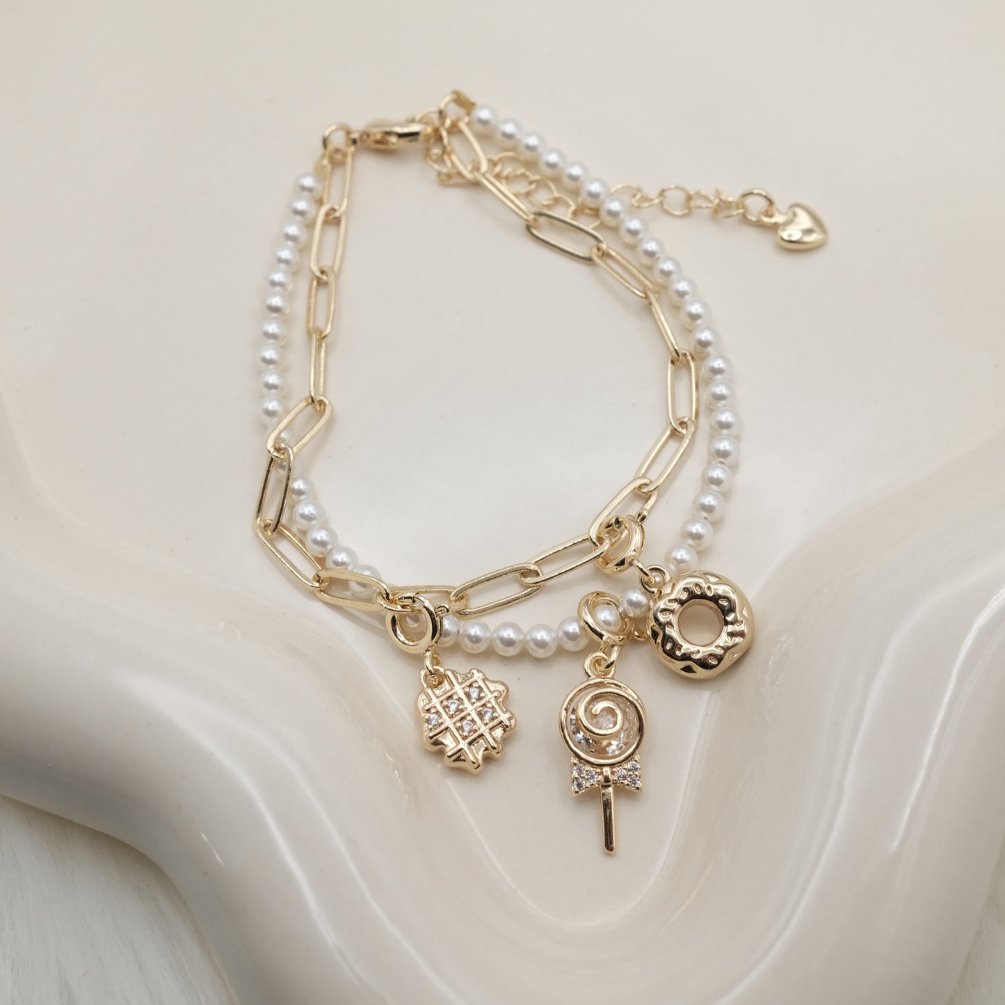 Artisan Pearl Layered Chain Bracelet