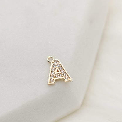 Sparkling Letter A Alphabet Charm