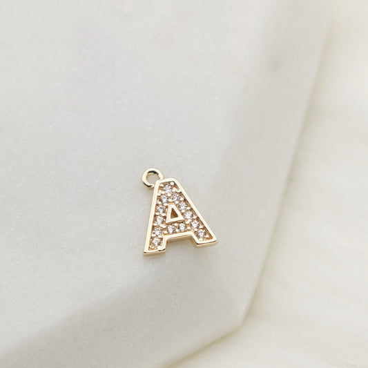 Sparkling Letter A Alphabet Charm