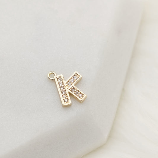 Sparkling Letter K Alphabet Charm