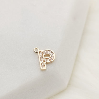 Sparkling Letter P Alphabet Charm