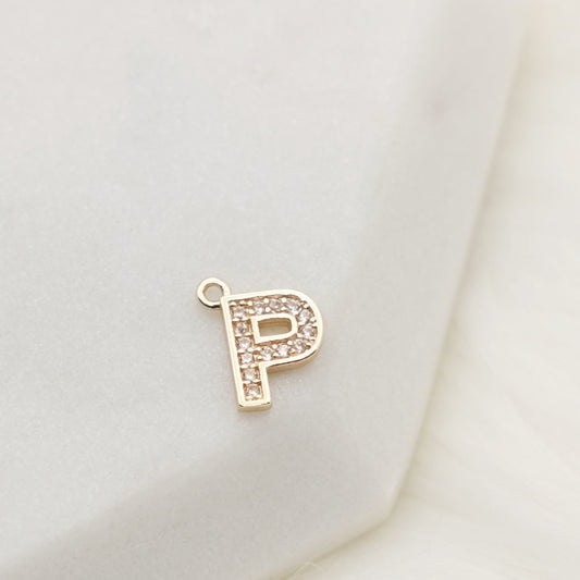 Sparkling Letter P Alphabet Charm
