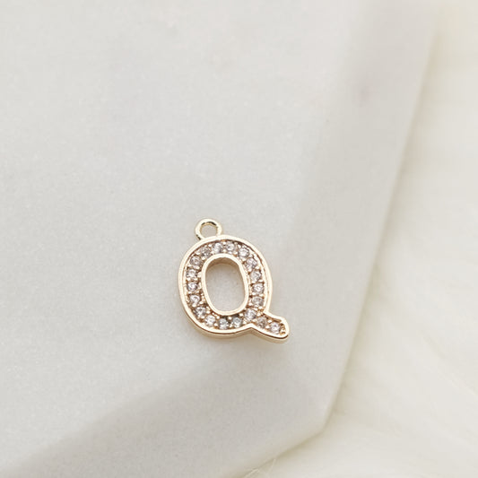 Sparkling Letter Q Alphabet Charm