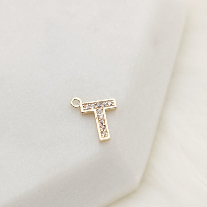 Sparkling Letter T Alphabet Charm