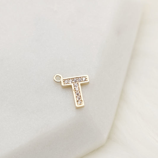 Sparkling Letter T Alphabet Charm