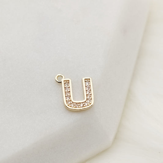 Sparkling Letter U Alphabet Charm