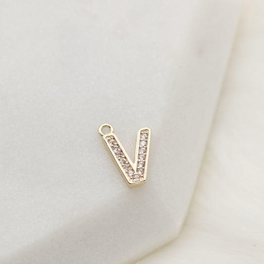 Sparkling Letter V Alphabet Charm