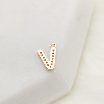 Sparkling Letter V Alphabet Charm