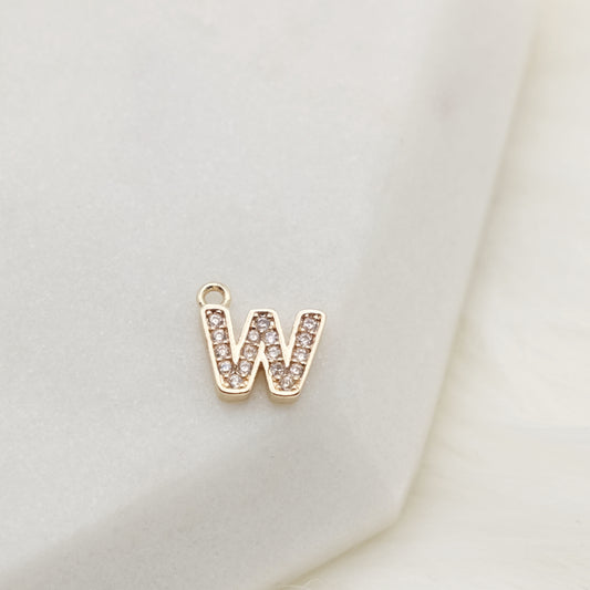 Sparkling Letter W Alphabet Charm