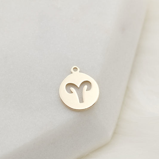 Round Tag Aries Zodiac Charm