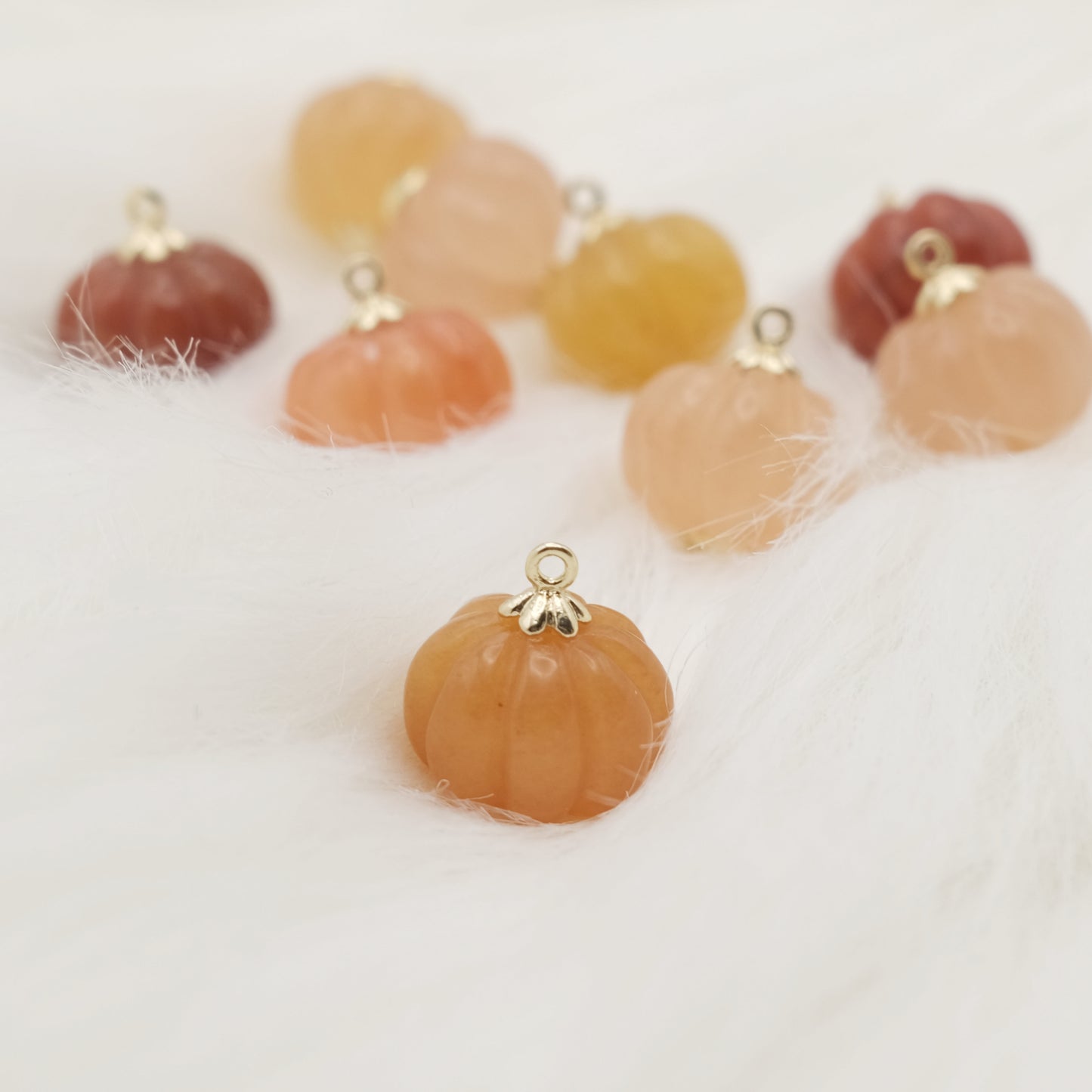 Golden Jade Pumpkin Charm