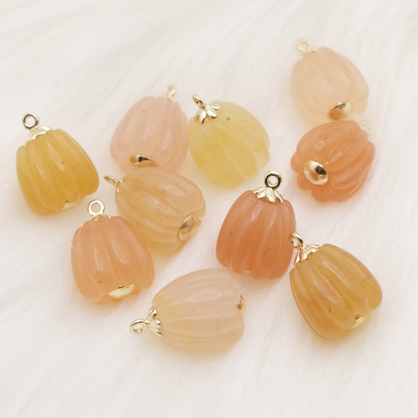 Golden Jade Tall Pumpkin Charm