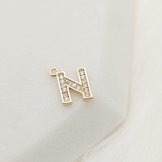 Sparkling Letter N Alphabet Charm