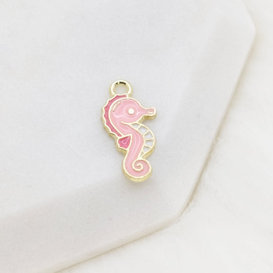 Enamel Pink Seahorse Charm