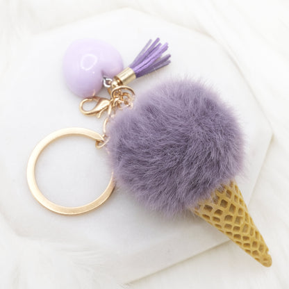 Purple Pom Pom Ice Cream Keychain
