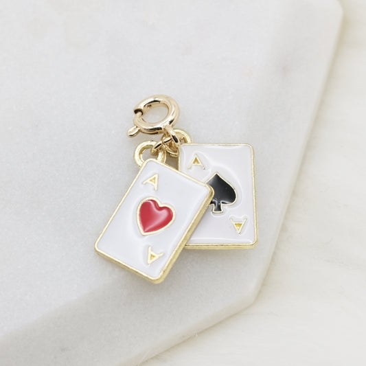 Enamel Double Ace Charm