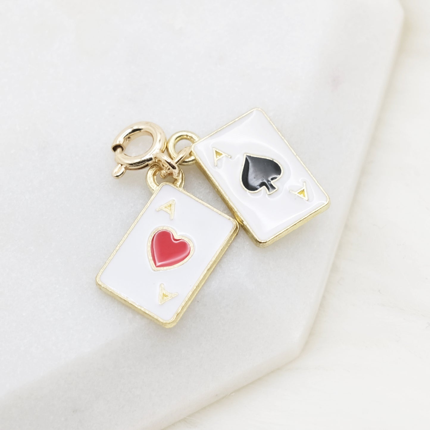 Enamel Double Ace Charm