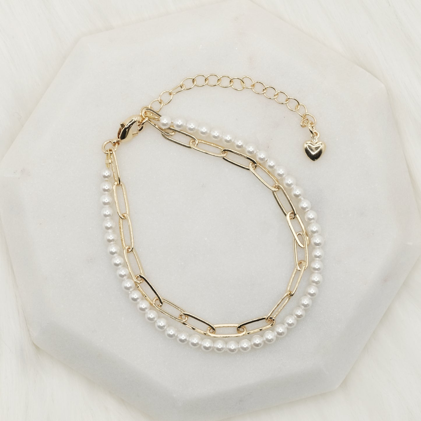 Artisan Pearl Layered Chain Bracelet