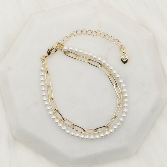 Artisan Pearl Layered Chain Bracelet