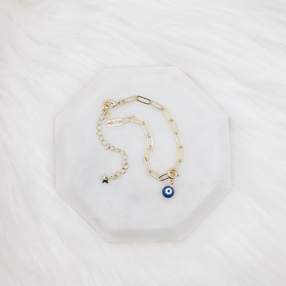 Small Enamel Evil Eye Simple Bracelet