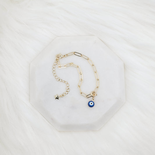 Small Enamel Evil Eye Simple Bracelet
