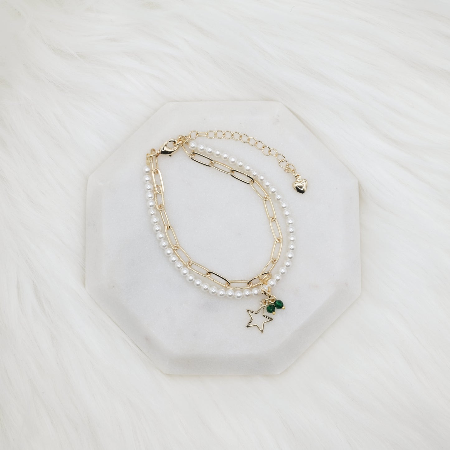 Birth Stone Artisan Pearl Chain Bracelet