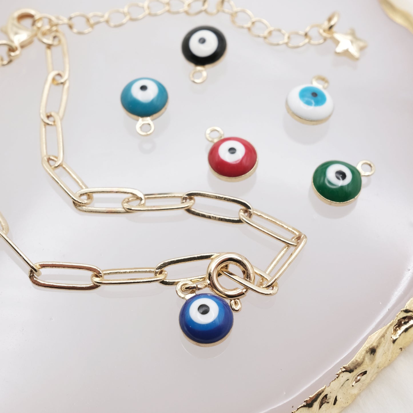 Small Enamel Evil Eye Simple Bracelet