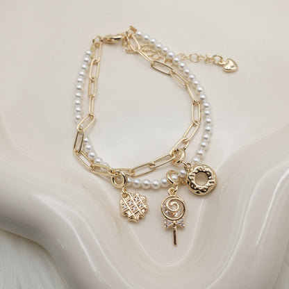 Artisan Pearl Layered Chain Bracelet