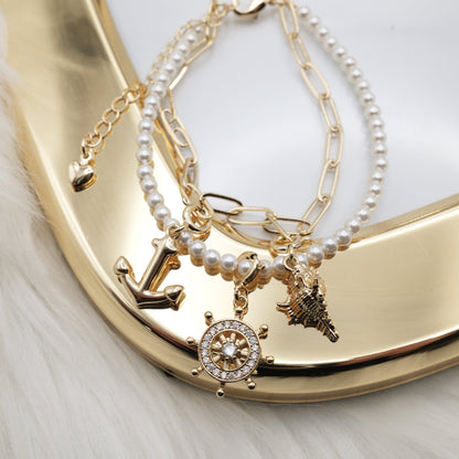 Ocean’s Echo Artisan Pearl Chain Bracelet