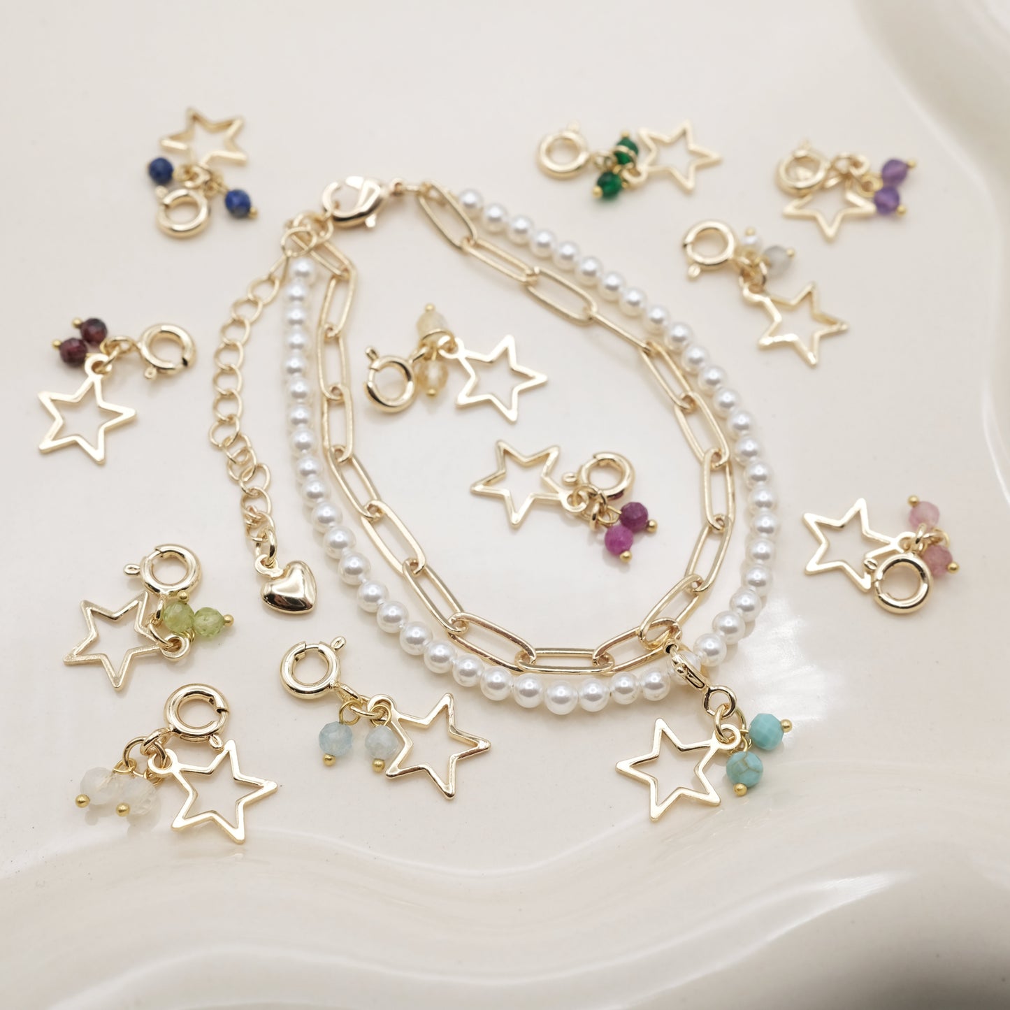 Birth Stone Artisan Pearl Chain Bracelet