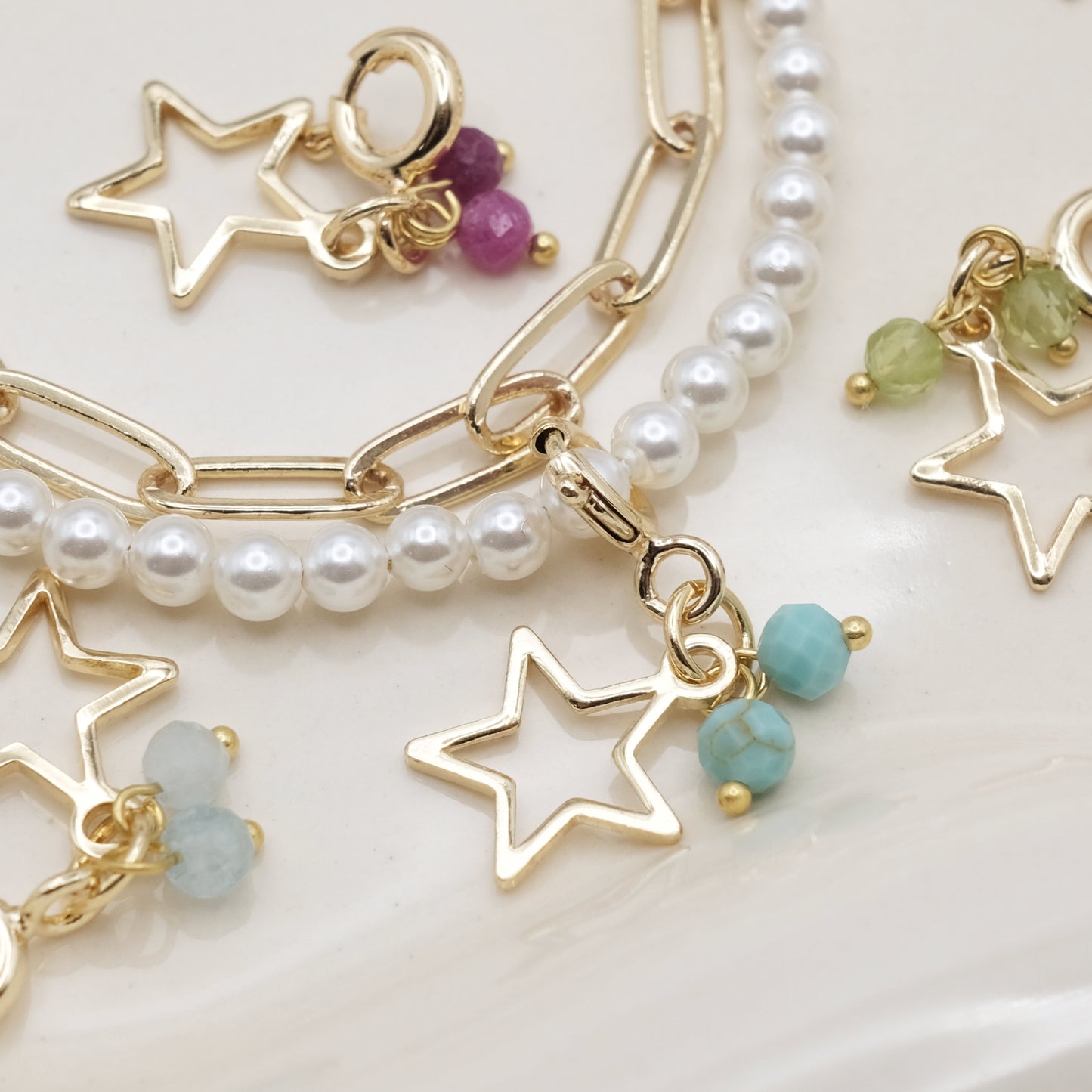 Birth Stone Artisan Pearl Chain Bracelet