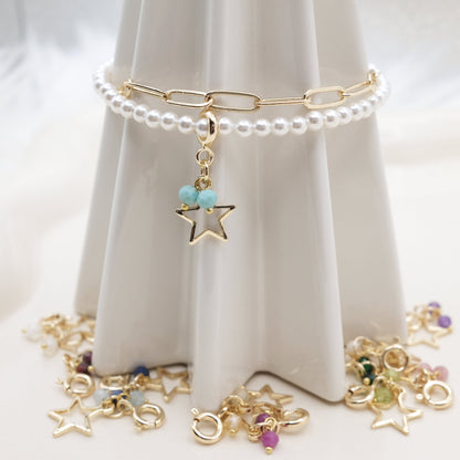 Birth Stone Artisan Pearl Chain Bracelet