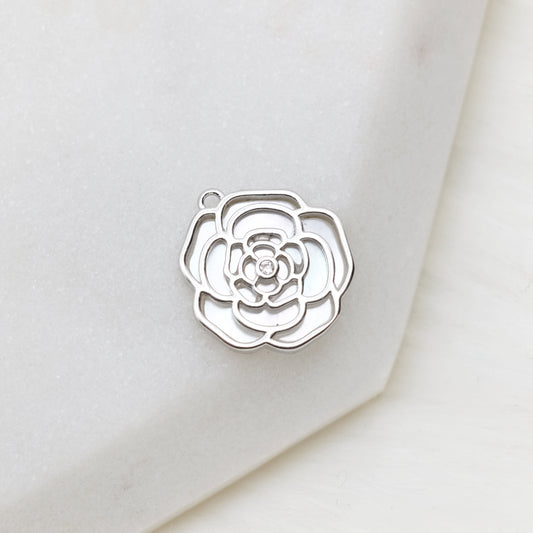 Mother of Pearl Chrome Rose Charm