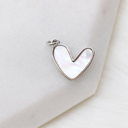 Mother of Pearl Chrome Heart Charm