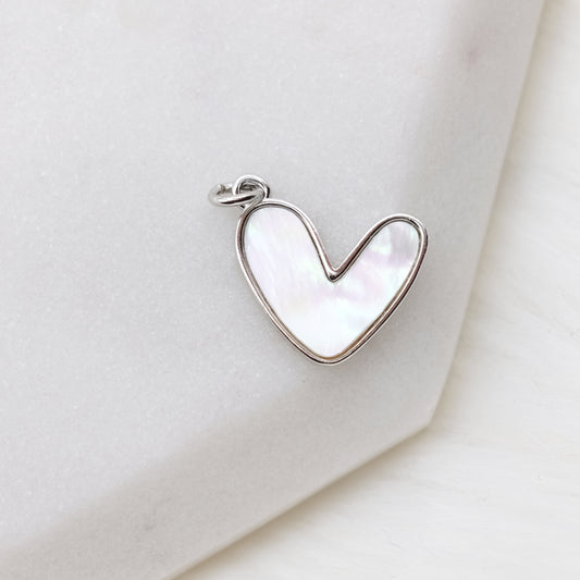 Mother of Pearl Chrome Heart Charm