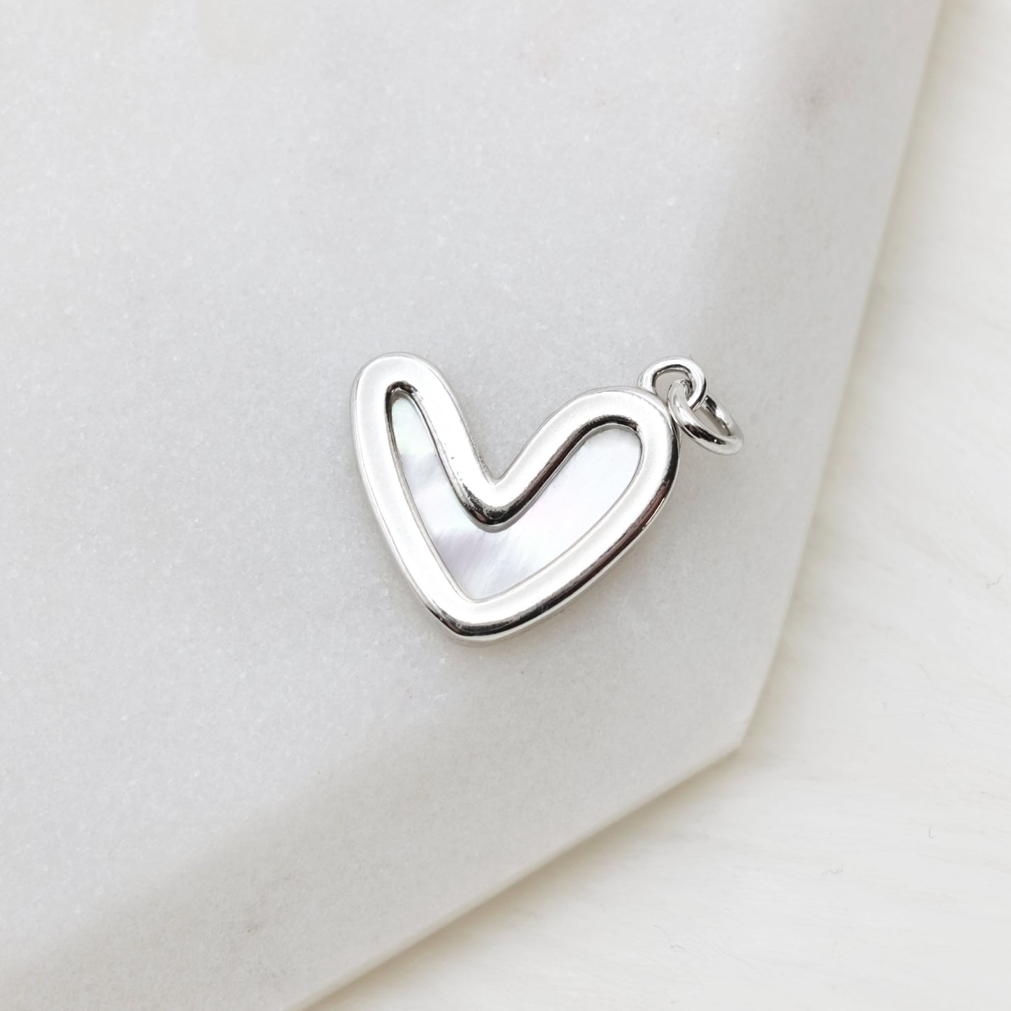 Mother of Pearl Chrome Heart Charm