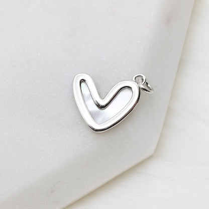 Mother of Pearl Chrome Heart Charm