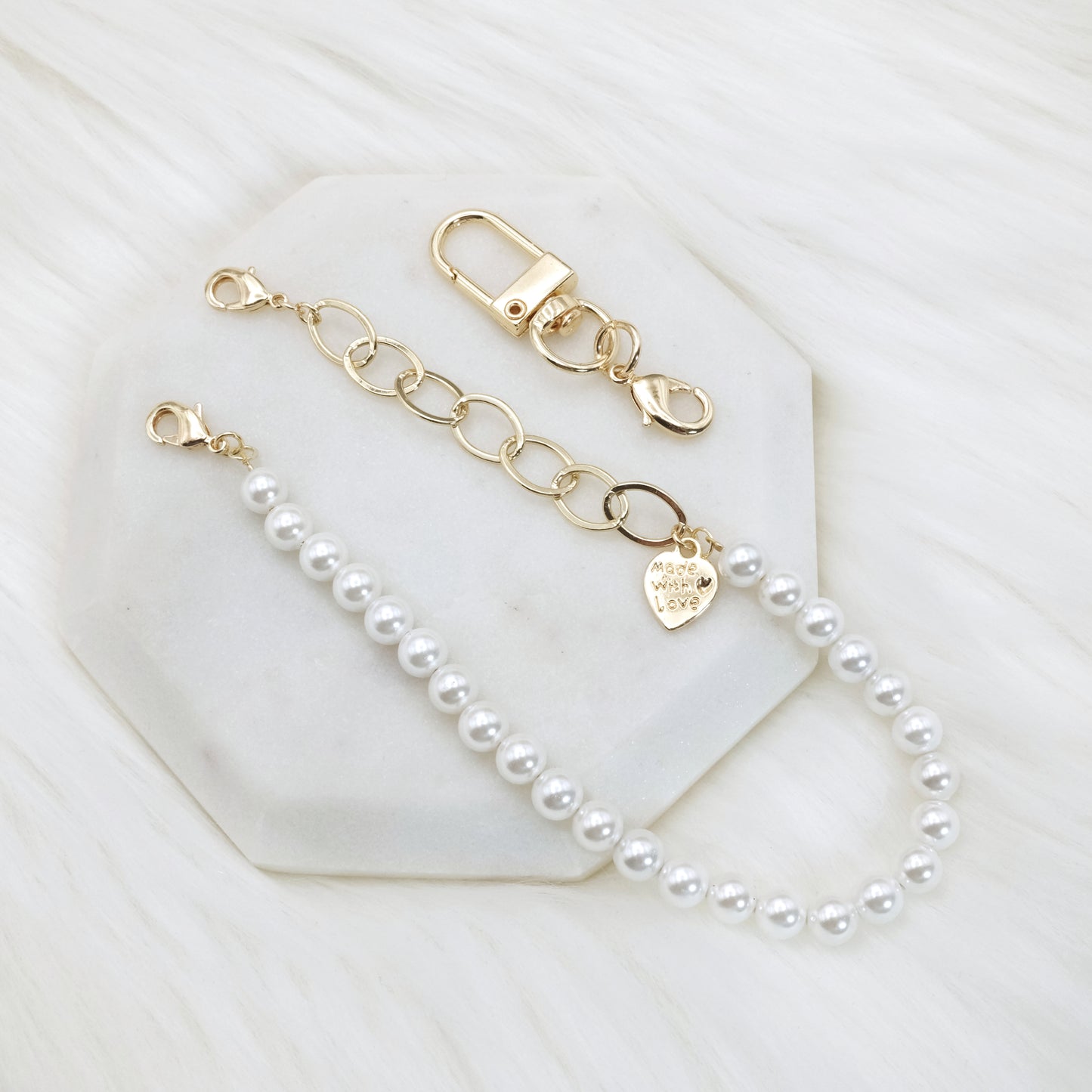 Artisan Pearl-Chain Phone Charm / Wrist Strap