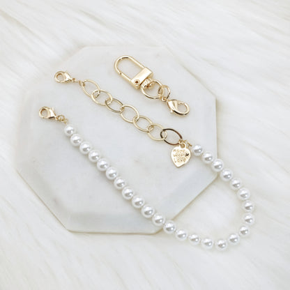 Artisan Pearl-Chain Phone Charm / Wrist Strap