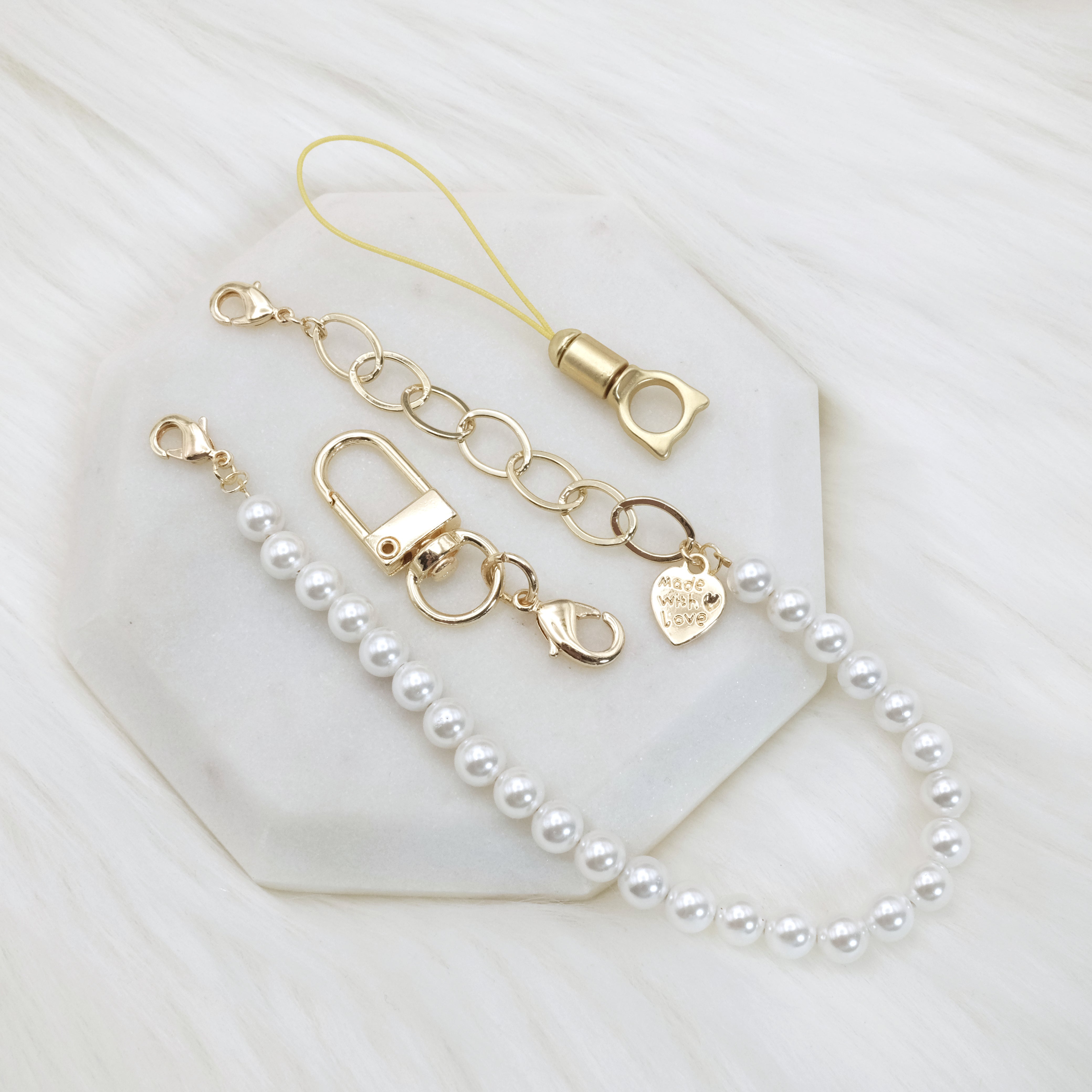 Artisan Pearl-Chain Phone Charm / Wrist Strap – Hold Your Charms