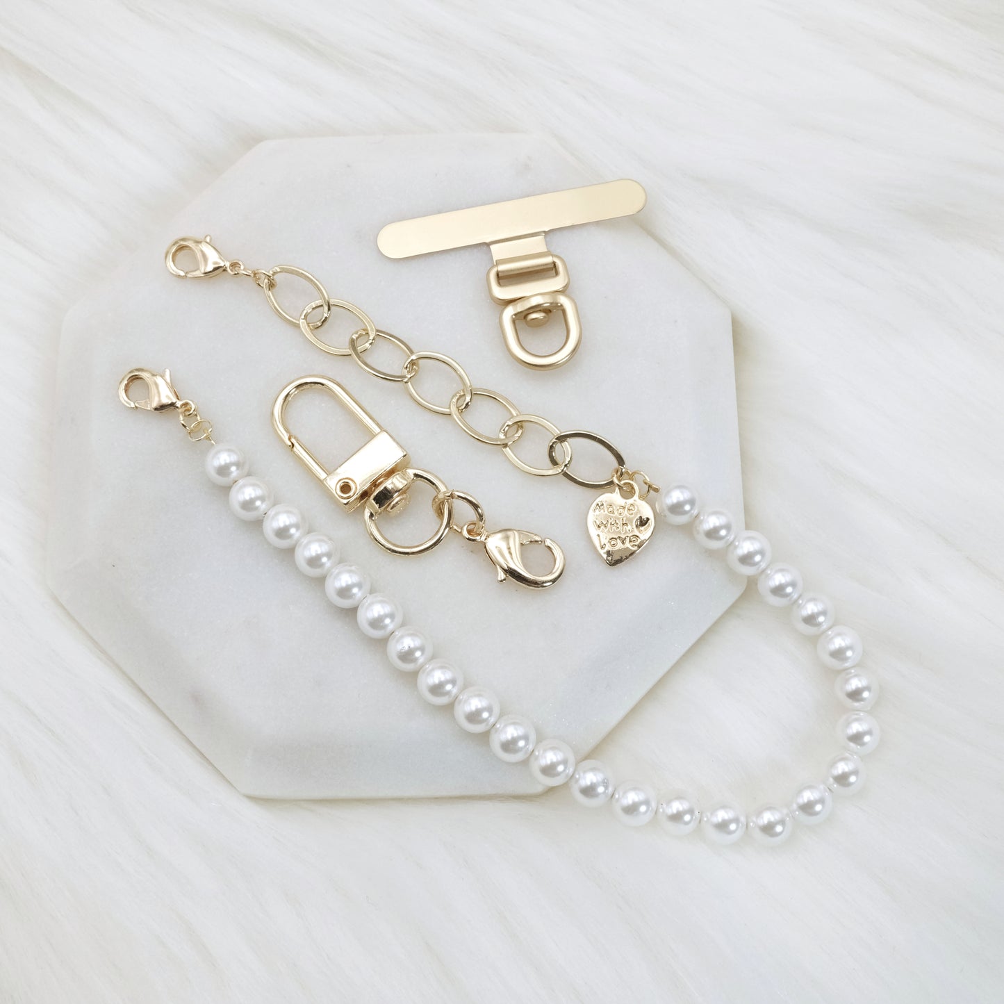 Artisan Pearl-Chain Phone Charm / Wrist Strap