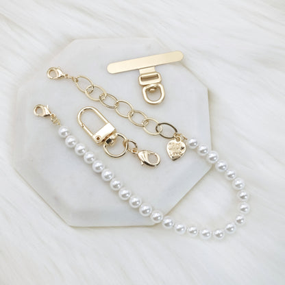 Artisan Pearl-Chain Phone Charm / Wrist Strap