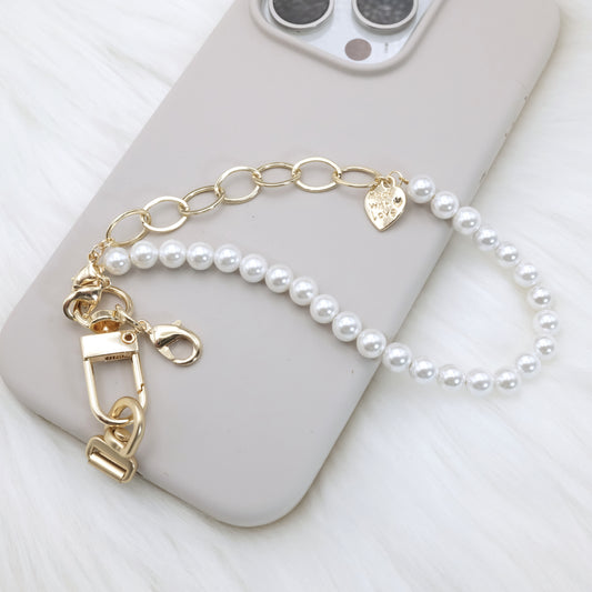 Artisan Pearl-Chain Phone Charm / Wrist Strap