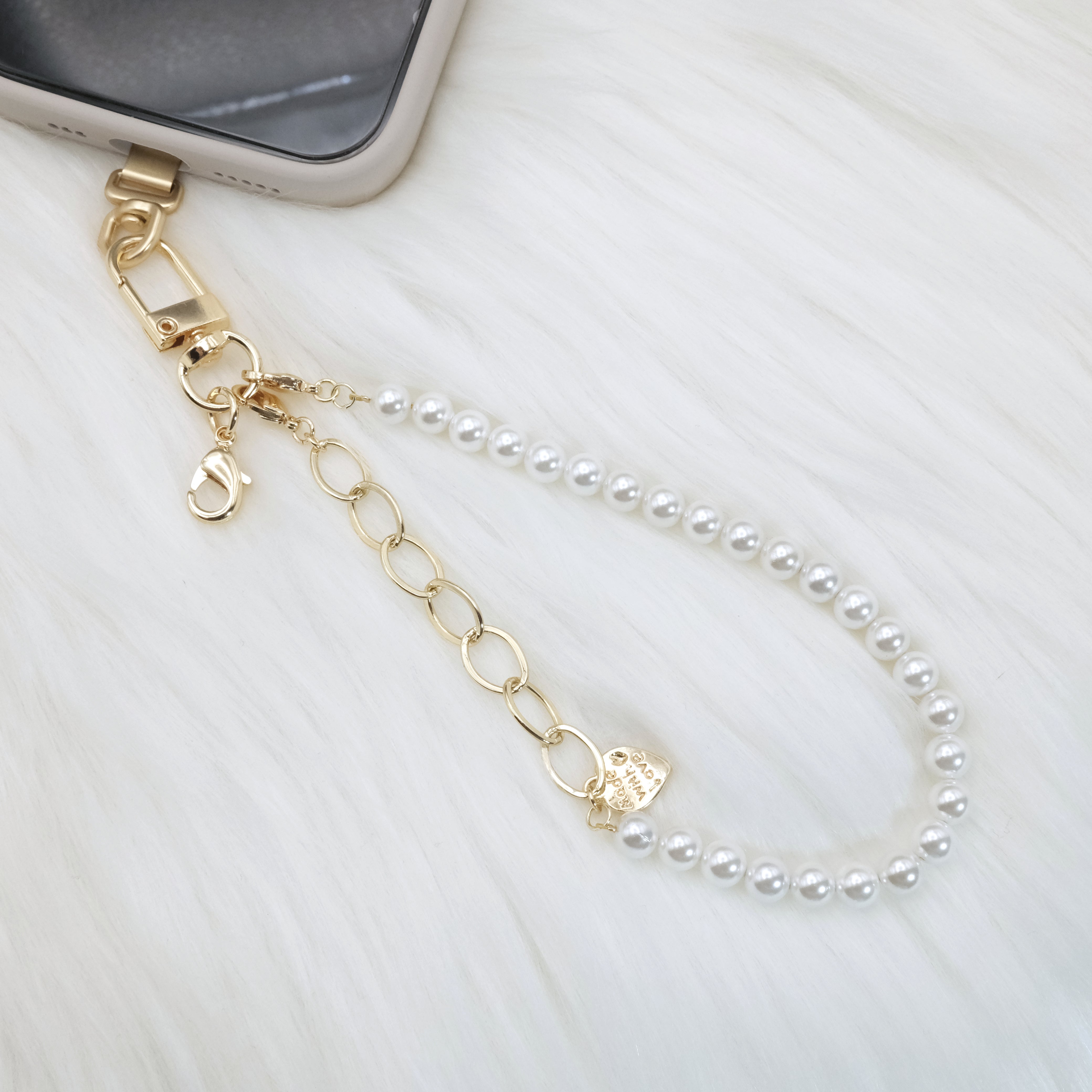 Artisan Pearl-Chain Phone Charm / Wrist Strap – Hold Your Charms